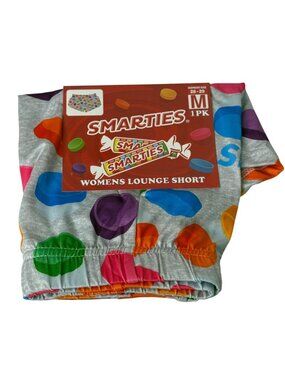 Smarties Womens Lounge Shorts Size M Candy Print Pajama Sleep Cute